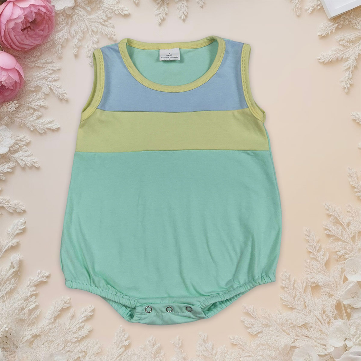 Baby Clothing Yellow - Macacão Sem Mangas para Bebê Menino